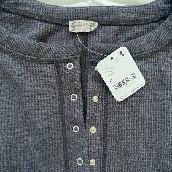 NWT Free People Dark Gray Long Sleeve Tee - Picture 5 of 9